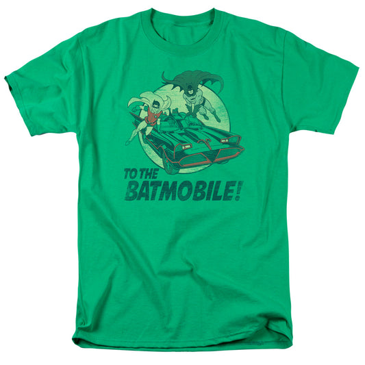 Batman Classic Tv To The Batmobile Mens T Shirt Kelly Green