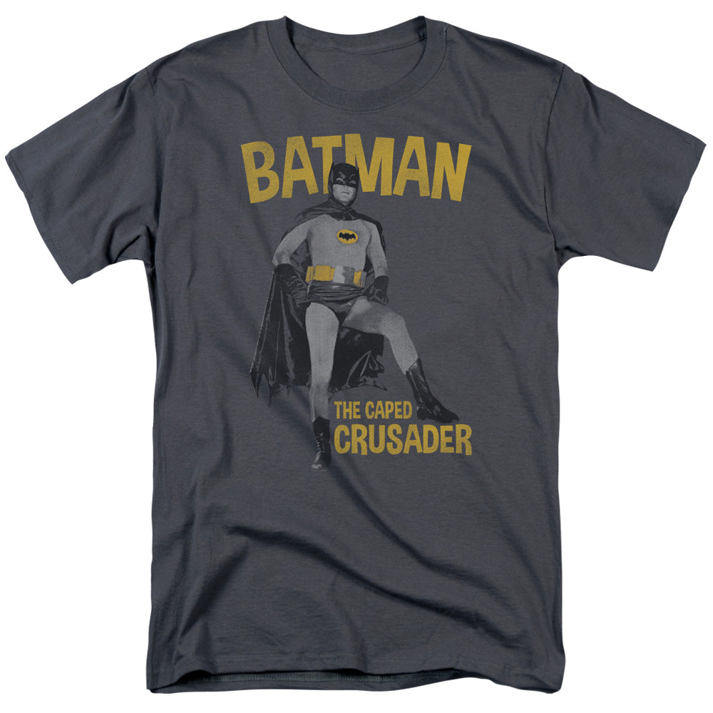 Batman Classic Tv Caped Crusader Mens T Shirt Charcoal