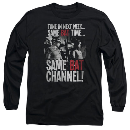 Batman Classic Tv Bat Channel Mens Long Sleeve Shirt Black Officially Licensed