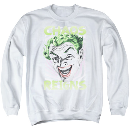 Batman Classic Tv Chaos Reigns Mens Crewneck Sweatshirt White Officially Licensed