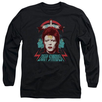 David Bowie Ziggy Heads Mens Long Sleeve Shirt Black Officially Licensed