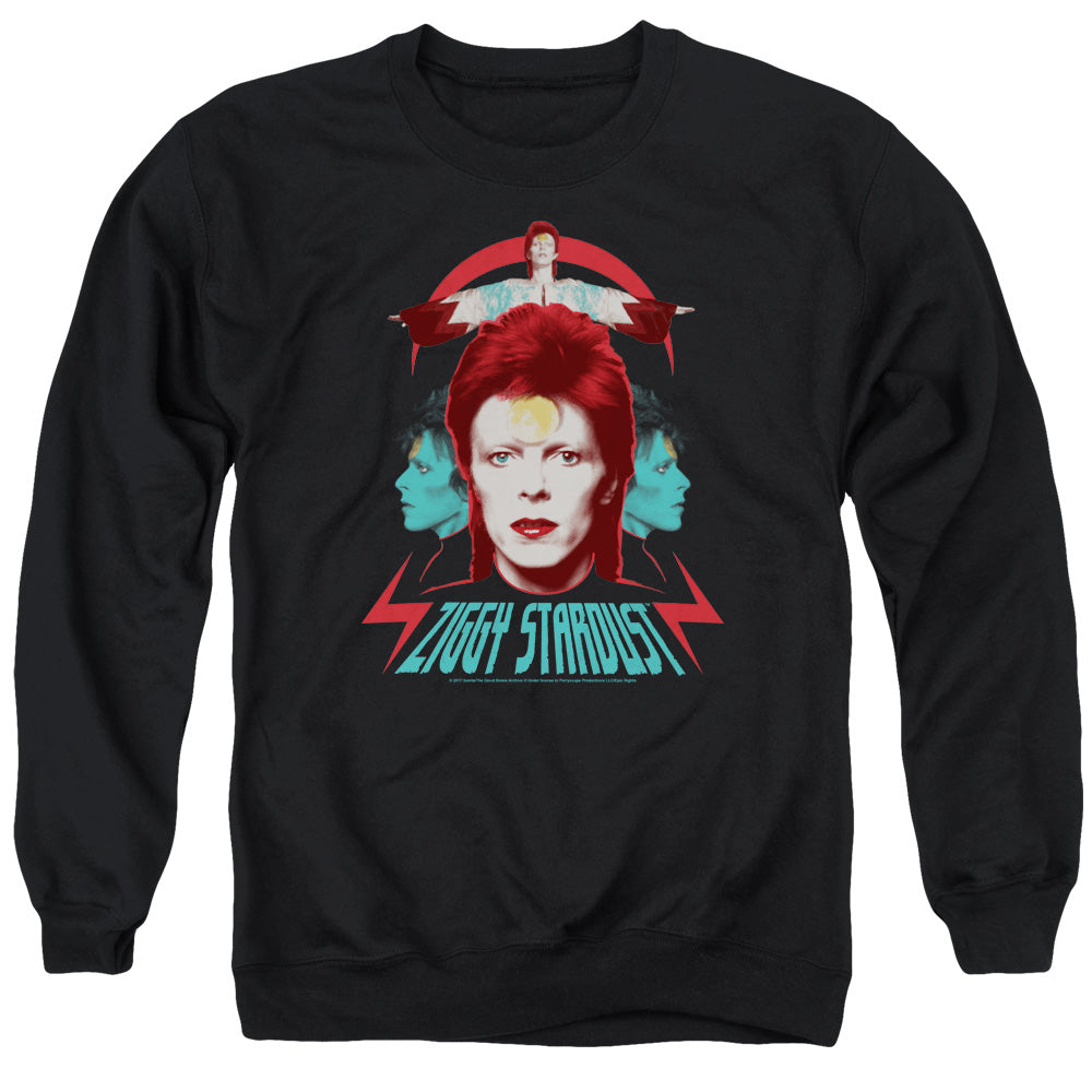 David Bowie Ziggy Heads Mens Crewneck Sweatshirt Black Officially Licensed