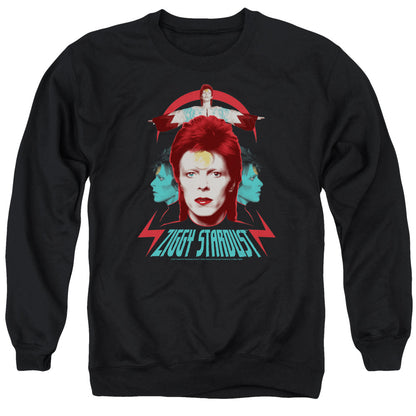 David Bowie Ziggy Heads Mens Crewneck Sweatshirt Black Officially Licensed