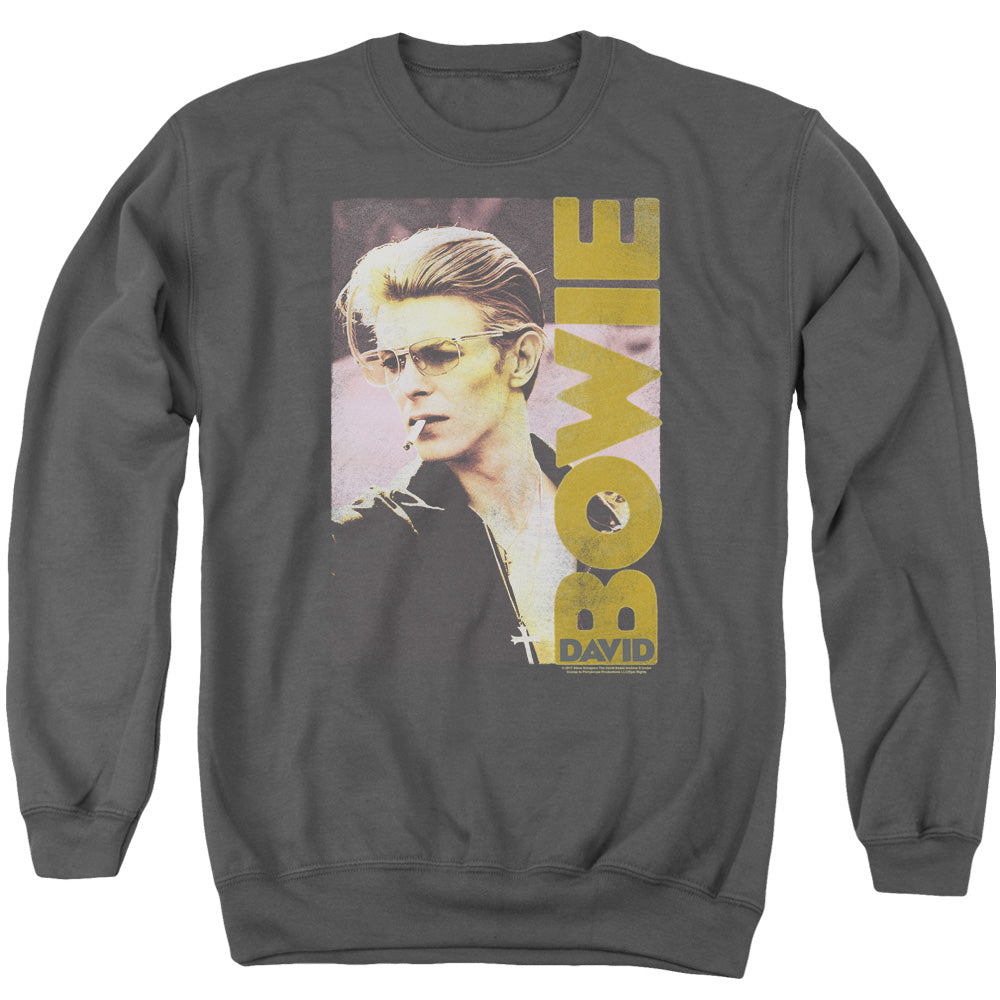 David Bowie Smokin Mens Crewneck Sweatshirt Charcoal Officially Licensed