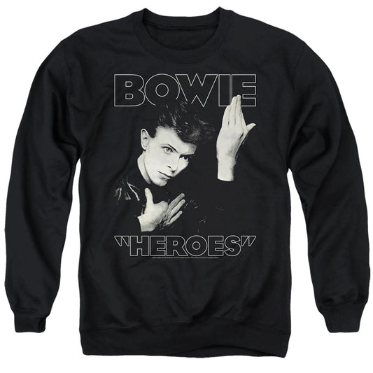David Bowie Heroes Cover Mens Crewneck Sweatshirt Black Officially Licensed