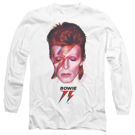 David Bowie Aladdin Sane 75 Mens Long Sleeve Shirt White Officially Licensed
