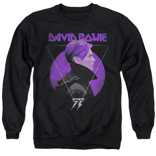 David Bowie Side Profile 75 Logo Mens Crewneck Sweatshirt Black Officially Licensed