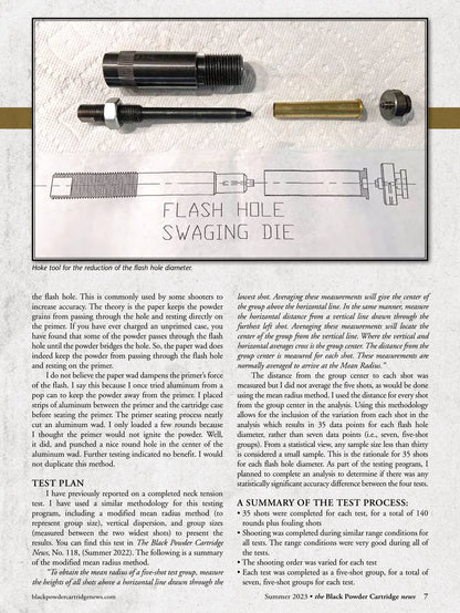 Black Powder Cartridge News Summer 2023 - Finding The Accuracy Envelope, James Henry Carleton, Stevens-Pope Books, Primer Flash Hole Diameter, BPC Accuracy, An Old Hunter Afield Again & Reviews!