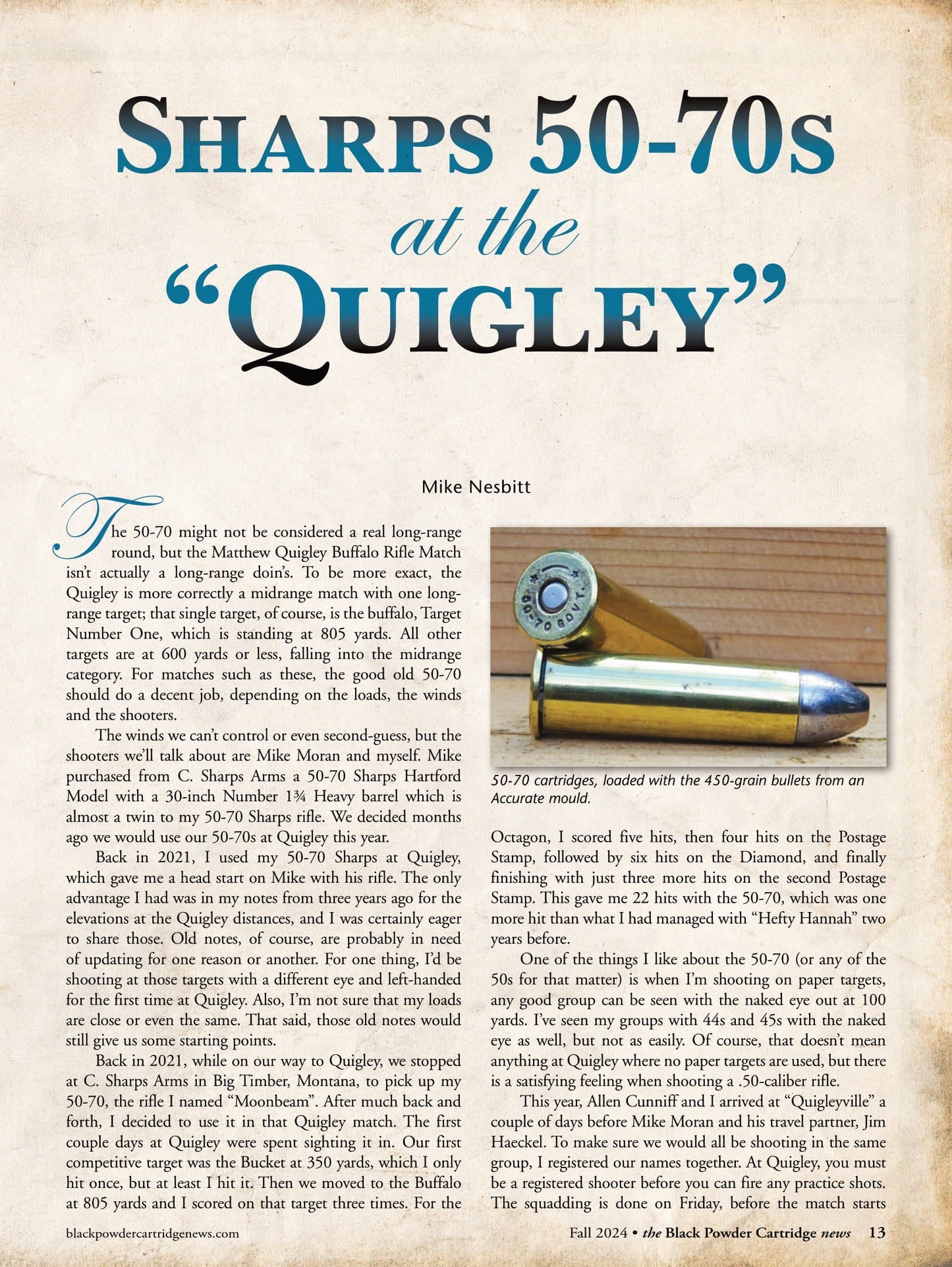 Black Powder Cartridge News - Fall 2024: Remembering Michael Venturino, Following A Cold Trail, Black-Powder Javelina, The Diary Of A Brownsville Hunter, Quest For A Chicken Load & More!