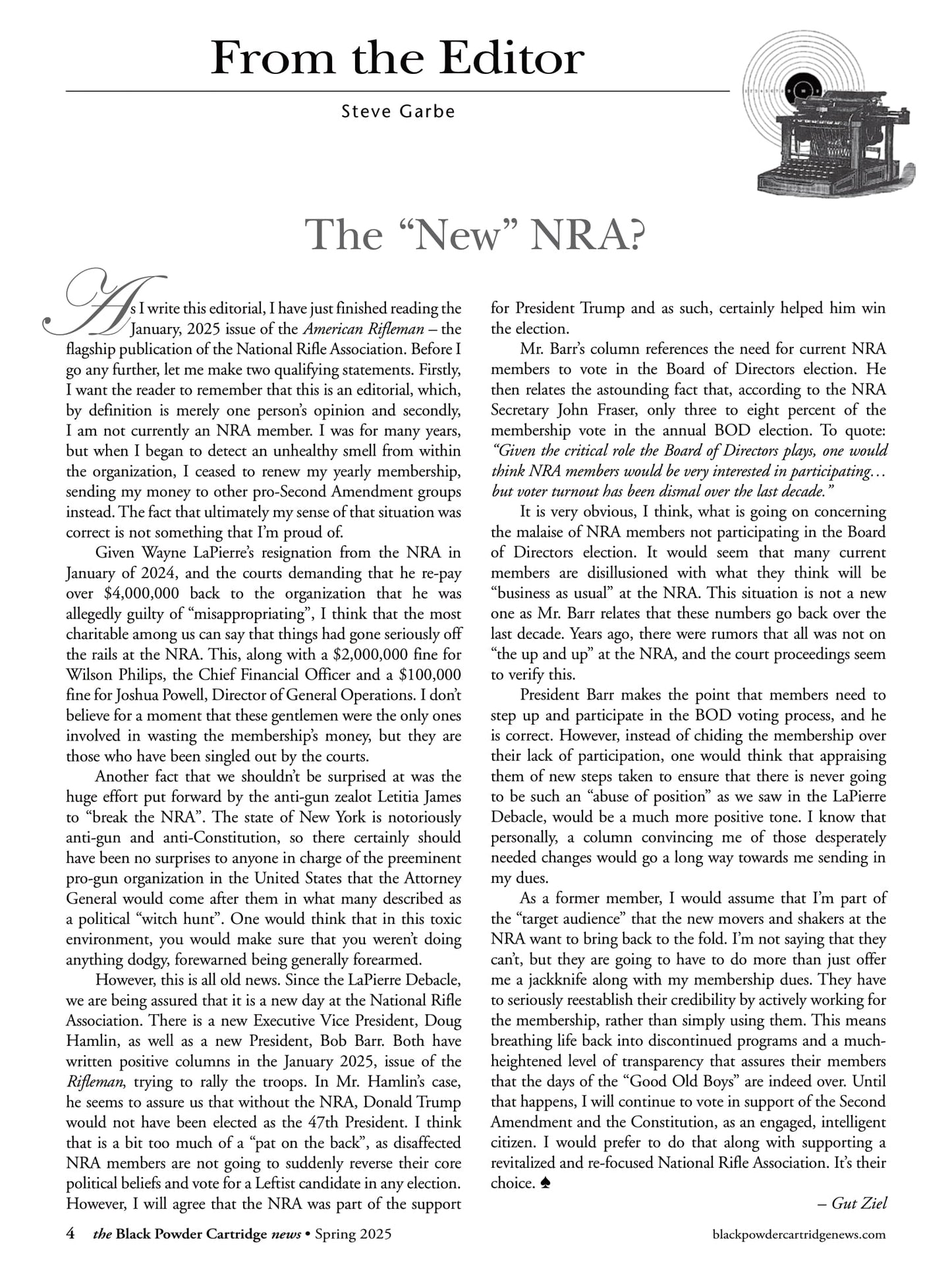 Black Powder Cartridge News - Spring 2025: Barrel Length & The 44-40, Rifleman Nathaniel C Nash, String Measure, Fouling Control, Vintage Revolver Roundball, Midrange Loads, Product Reviews & More!