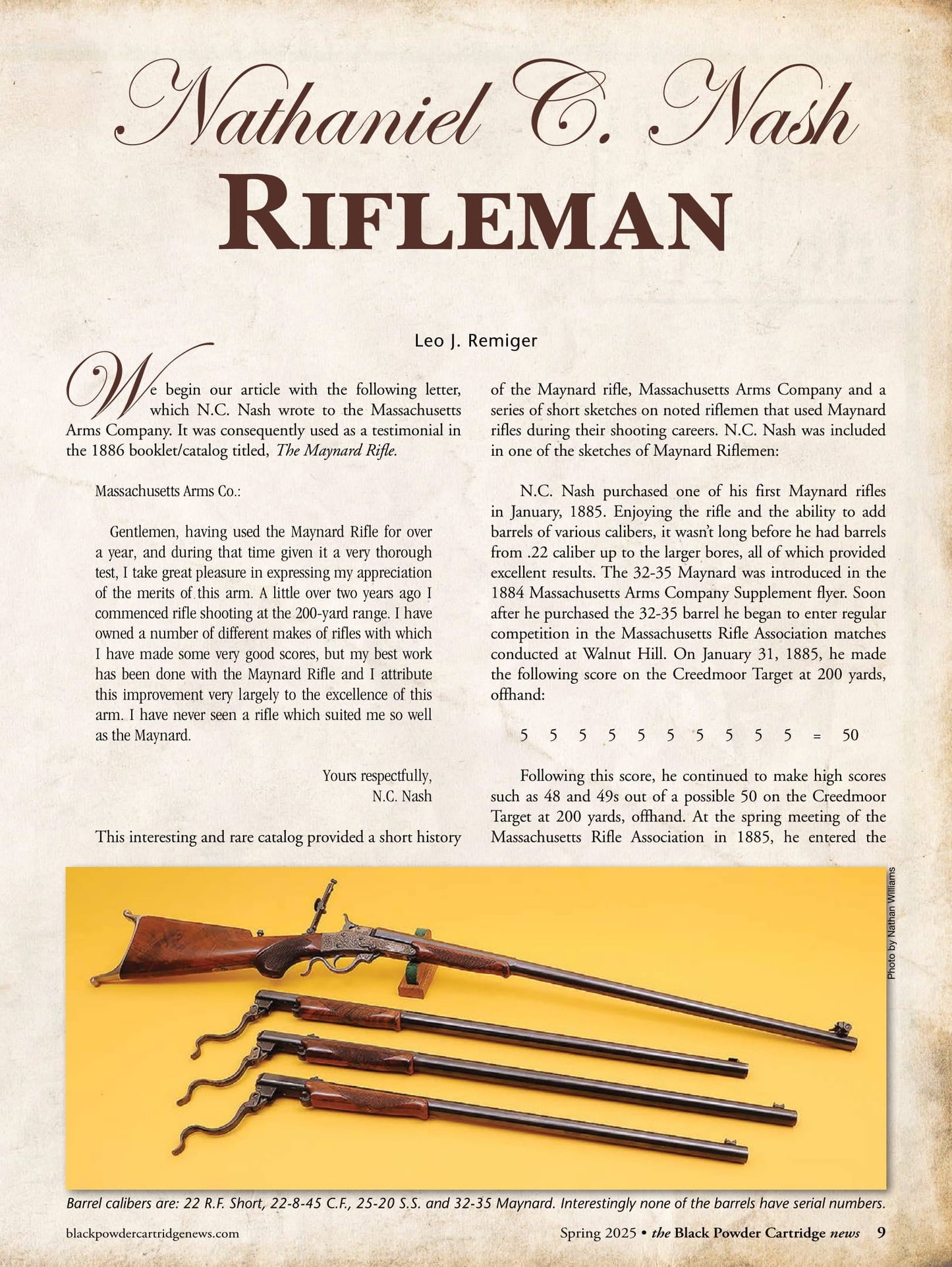 Black Powder Cartridge News - Spring 2025: Barrel Length & The 44-40, Rifleman Nathaniel C Nash, String Measure, Fouling Control, Vintage Revolver Roundball, Midrange Loads, Product Reviews & More!