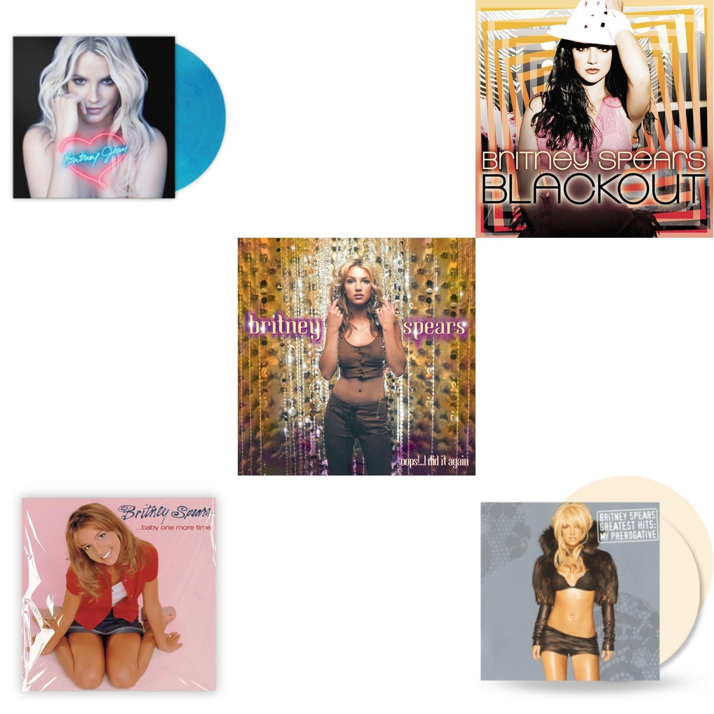 Britney Spears - Baby One More Time & Oops!... I Did It Again & Blackout & Britney Jean (Blue Marbled LP Vinyl/Import) & Greatest Hits: My Prerogative (2LP/Cream Vinyl/Import)