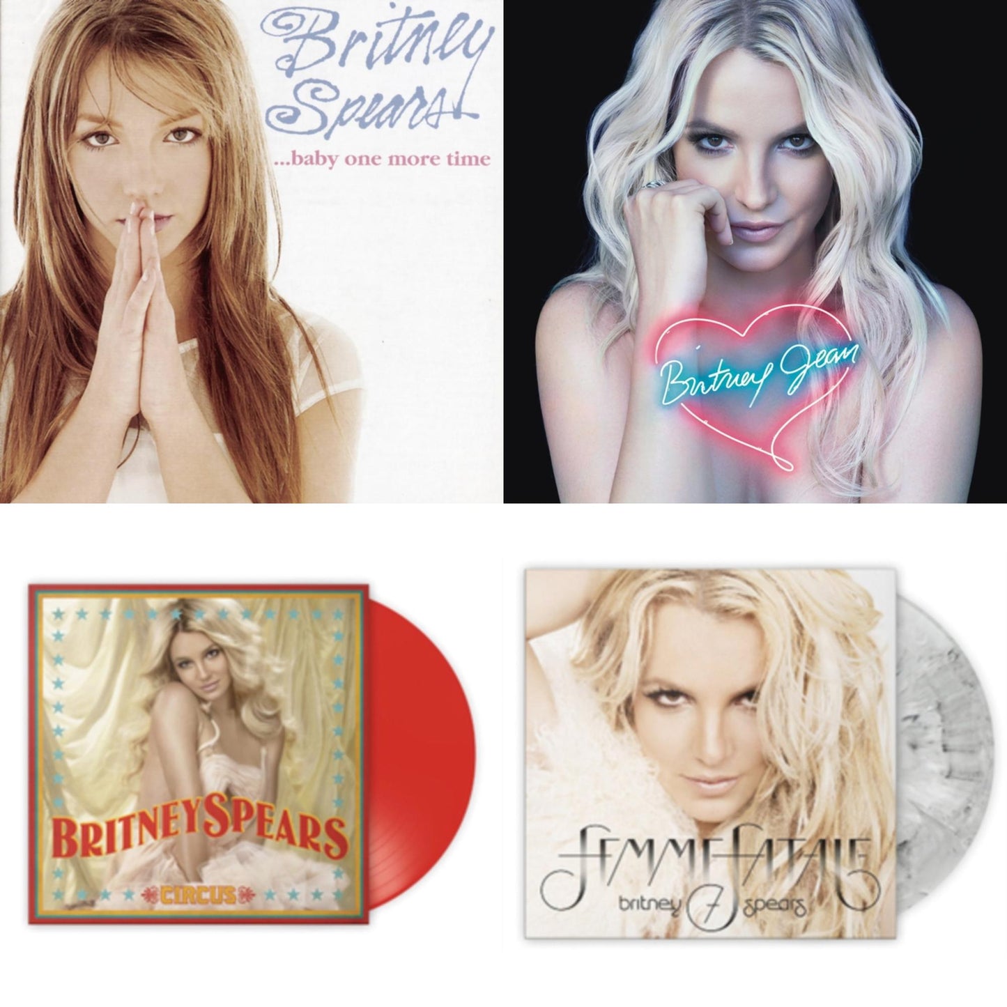 Britney Spears - Baby One More Time & Britney Jean & Circus (Red LP Vinyl/Import) & Femme Fatale (Light Grey Marbled LP Vinyl/Import)