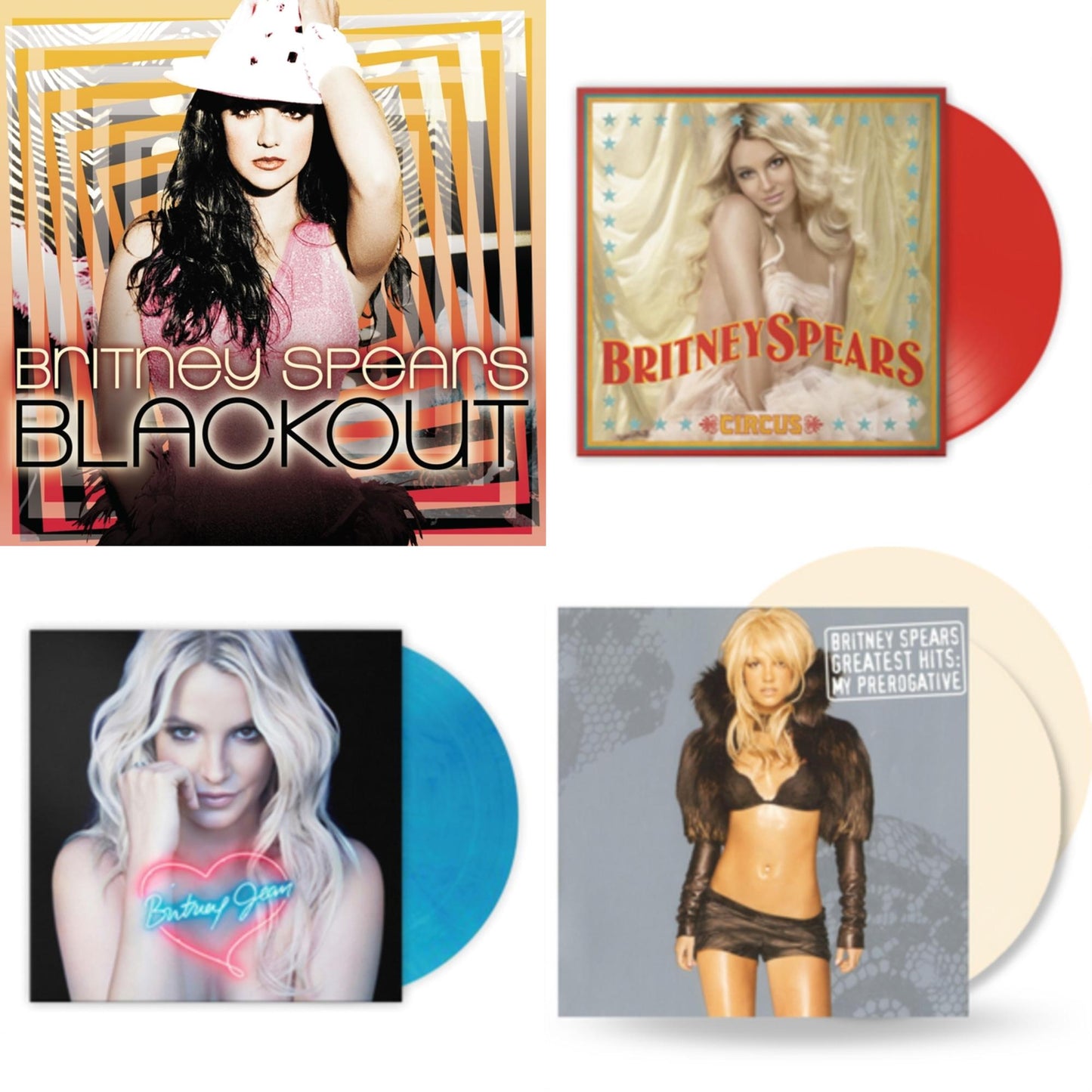 Britney Spears - Blackout & Circus (Red LP Vinyl/Import) & Britney Jean (Blue Marbled LP Vinyl/Import) & Greatest Hits: My Prerogative (2LP/Cream Vinyl/Import)