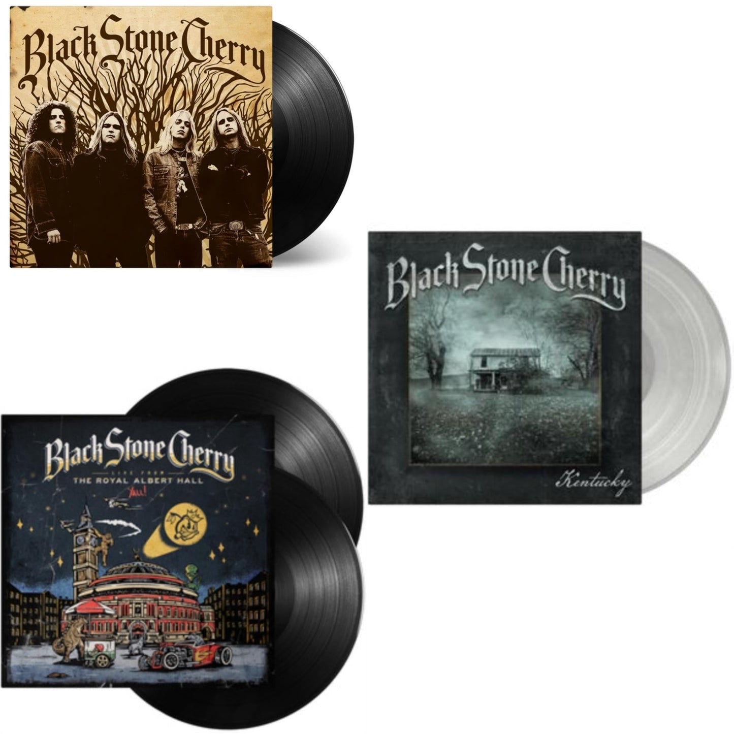 Black Stone Cherry - Kentucky (Transparent LP Vinyl) & Live From The Royal Albert Hall... Y'all! (140G/2LP) & Black Stone Cherry (180G)