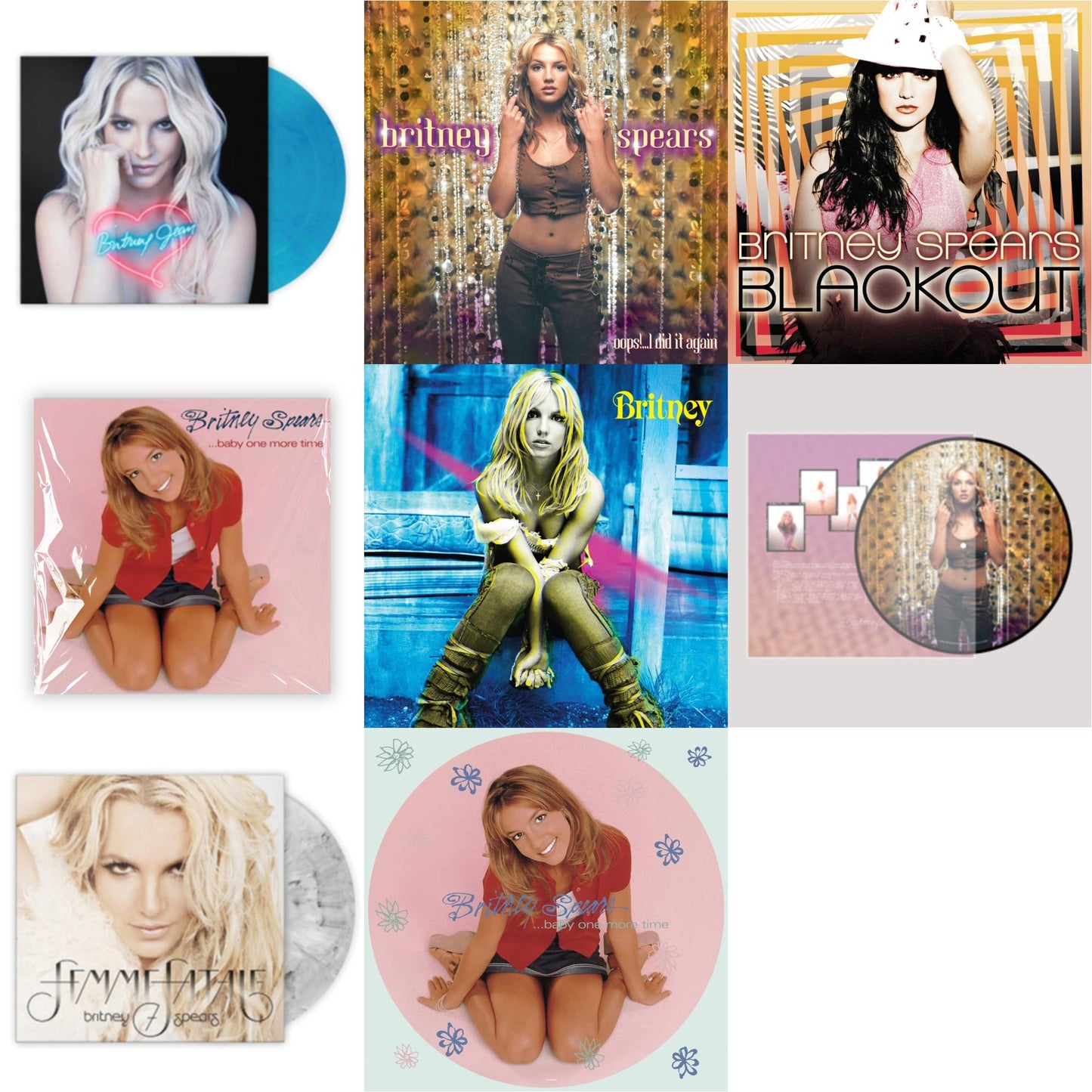 Britney Spears - Baby One More Time (Picture Disc/140G/Dl Code) & Oops!... I Did It Again (20Th Anniversary Edition Picture LP Vinyl) & Baby One More Time & Oops!... I Did It Again & Britney & Blackout & Britney Jean (Blue Marbled LP Vinyl/Import) &