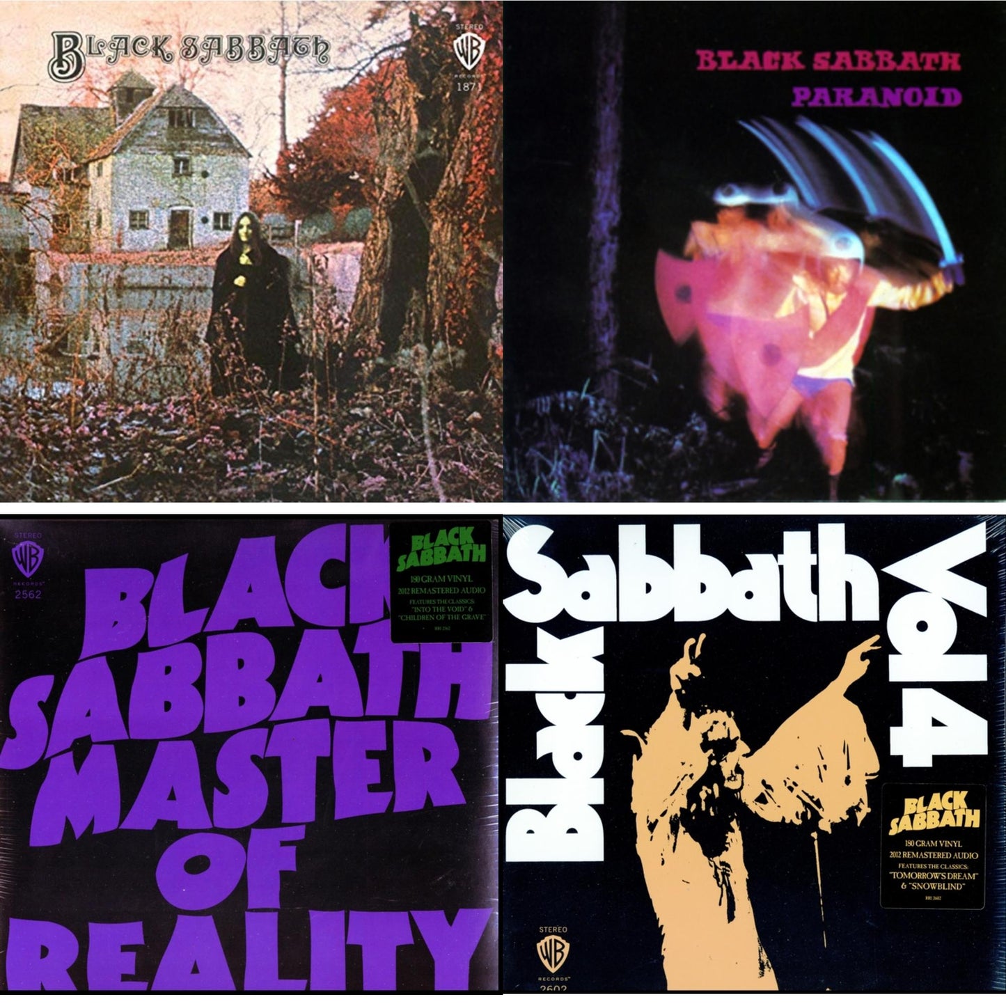 Black Sabbath - Vol. 4 (180G) & Black Sabbath (180G) & Master Of Reality (180G) & Paranoid - LP Vinyl Bundle