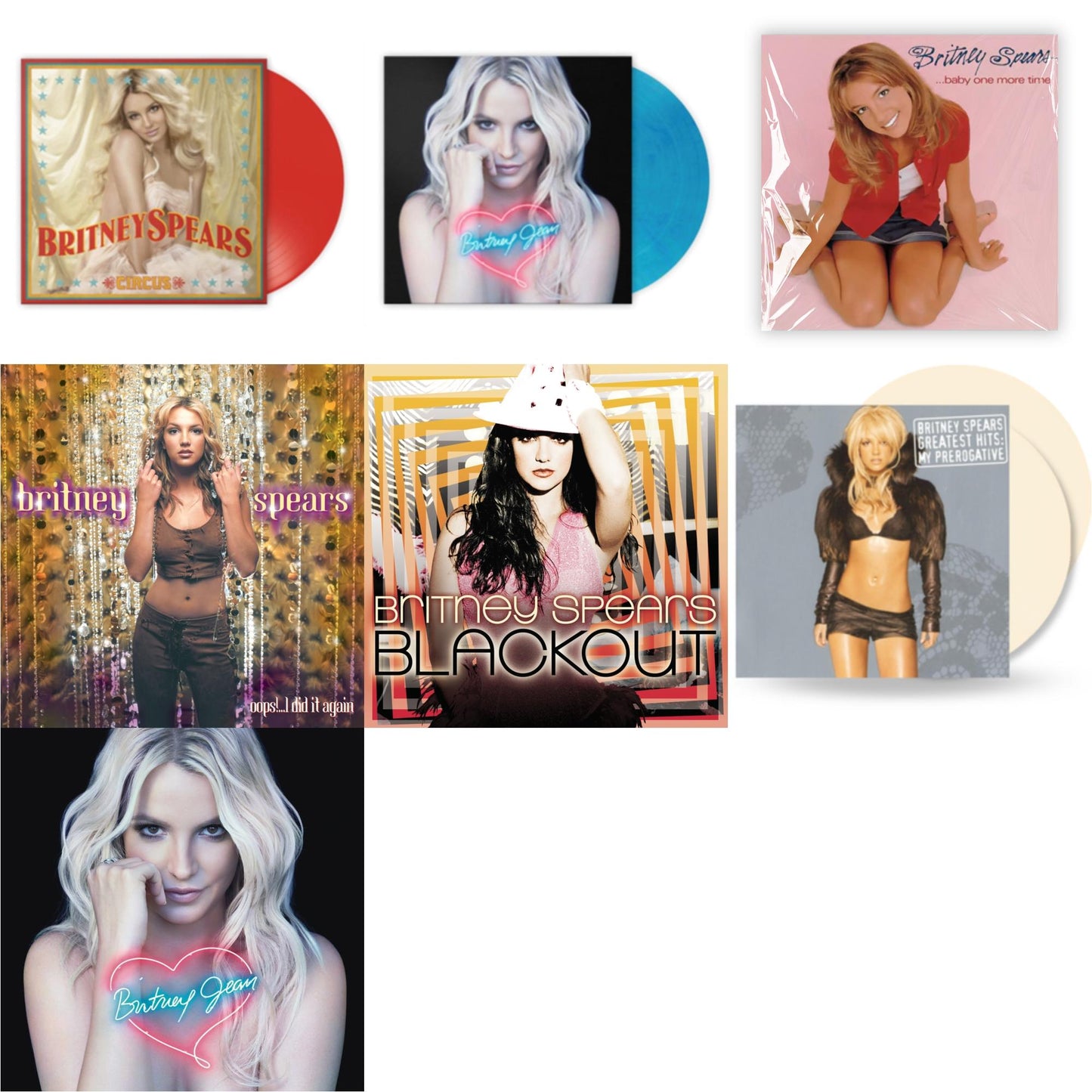 Britney Spears - Baby One More Time & Oops!... I Did It Again & Blackout & Britney Jean & Circus (Red LP Vinyl/Import) & Britney Jean (Blue Marbled LP Vinyl/Import) & Greatest Hits: My Prerogative (2LP/Cream Vinyl/Import)