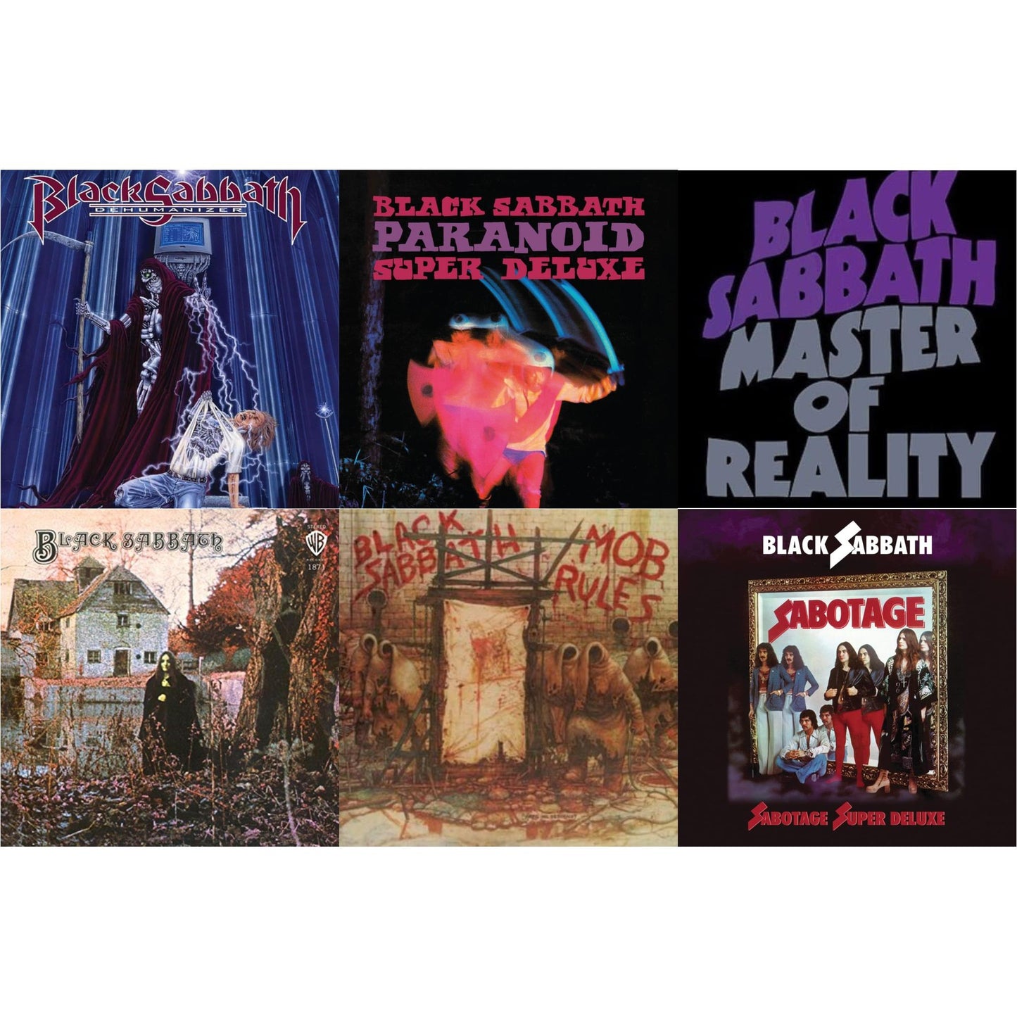 Black Sabbath - Black Sabbath (180G) & Master Of Reality & Sabotage (Super Deluxe Edition/4LP/7Inch) & Paranoid (Deluxe Edition) & Mob Rules (Deluxe/2LP) & Dehumanizer (Deluxe Edition/2LP) (Rocktober)