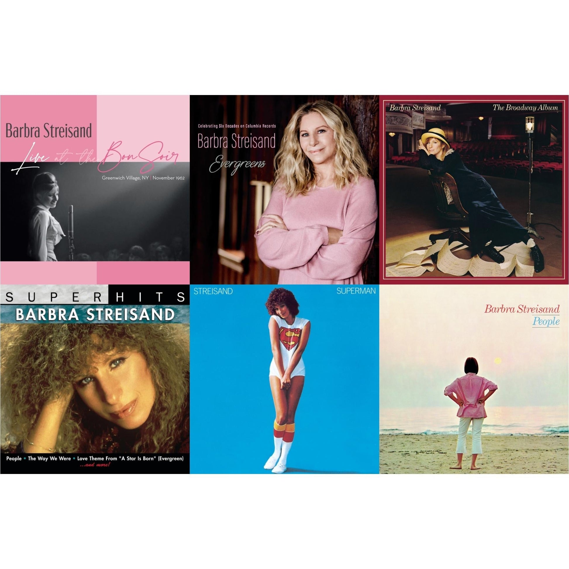 Barbra Streisand - Live At The Bon Soir & Evergreens : Celebrating Six Decades On Columbia Records & Broadway Album & Super Hits & Superman & People - CD Bundle