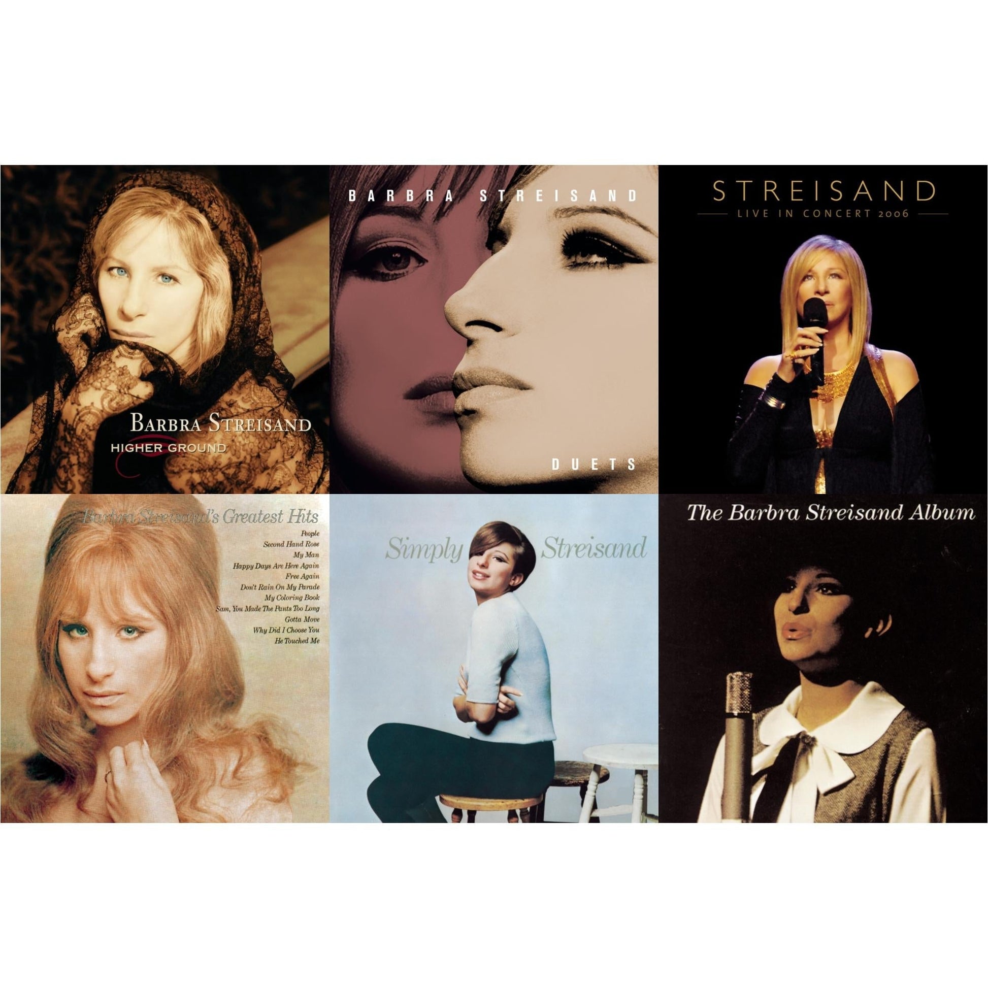 Barbra Streisand - Higher Ground & Duets & Streisand: Live In Concert 2006 & Greatest Hits & Simply Streisand & Barbra Streisand Album - CD Bundle