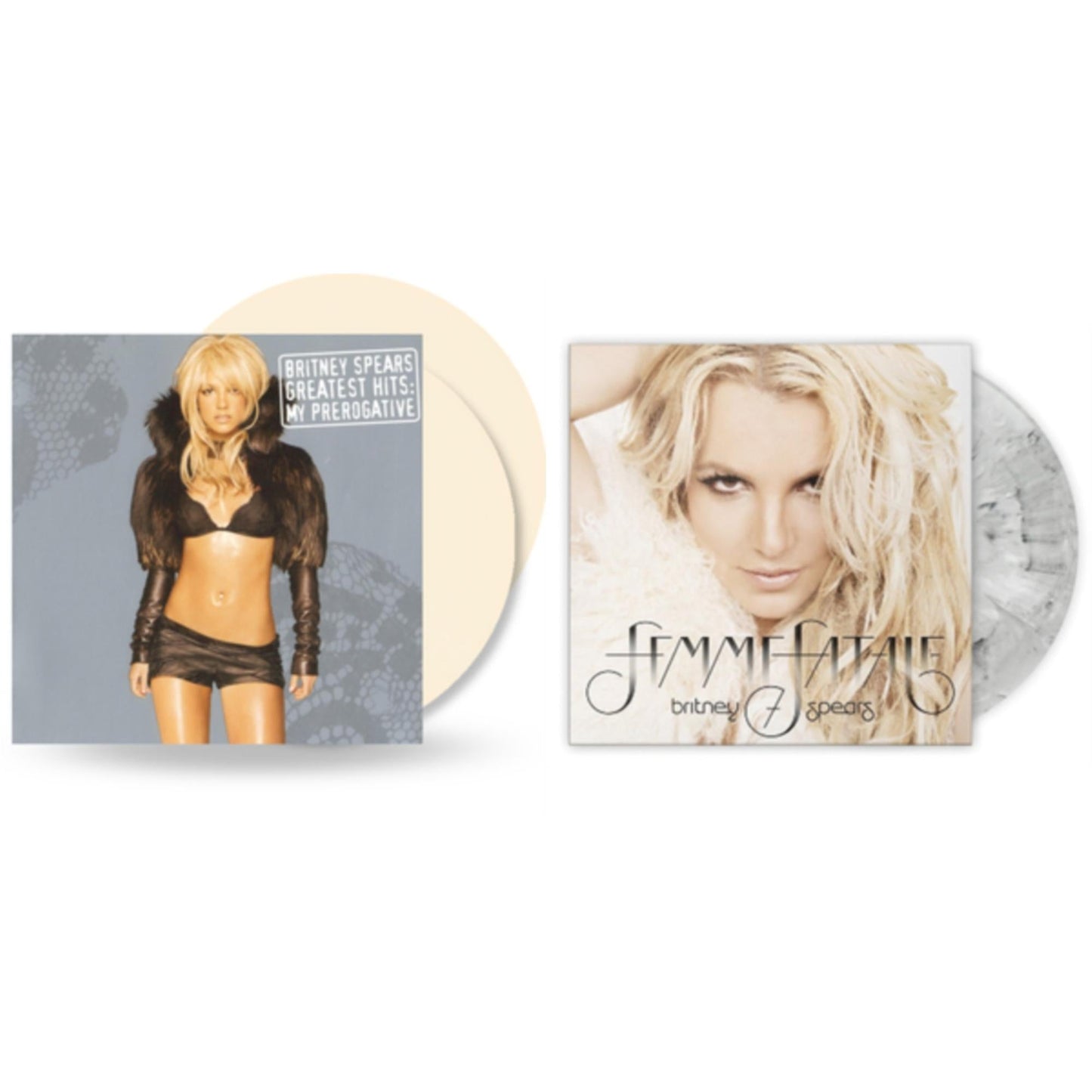Britney Spears - Greatest Hits: My Prerogative (2LP/Cream Vinyl/Import) & Femme Fatale (Light Grey Marbled LP Vinyl/Import)