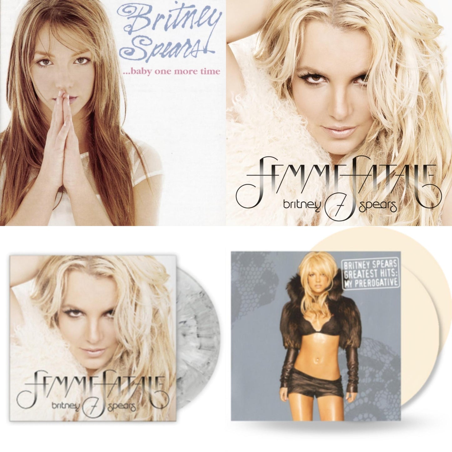 Britney Spears - Baby One More Time & Femme Fatale & Femme Fatale (Light Grey Marbled LP Vinyl/Import) & Greatest Hits: My Prerogative (2LP/Cream Vinyl/Import)