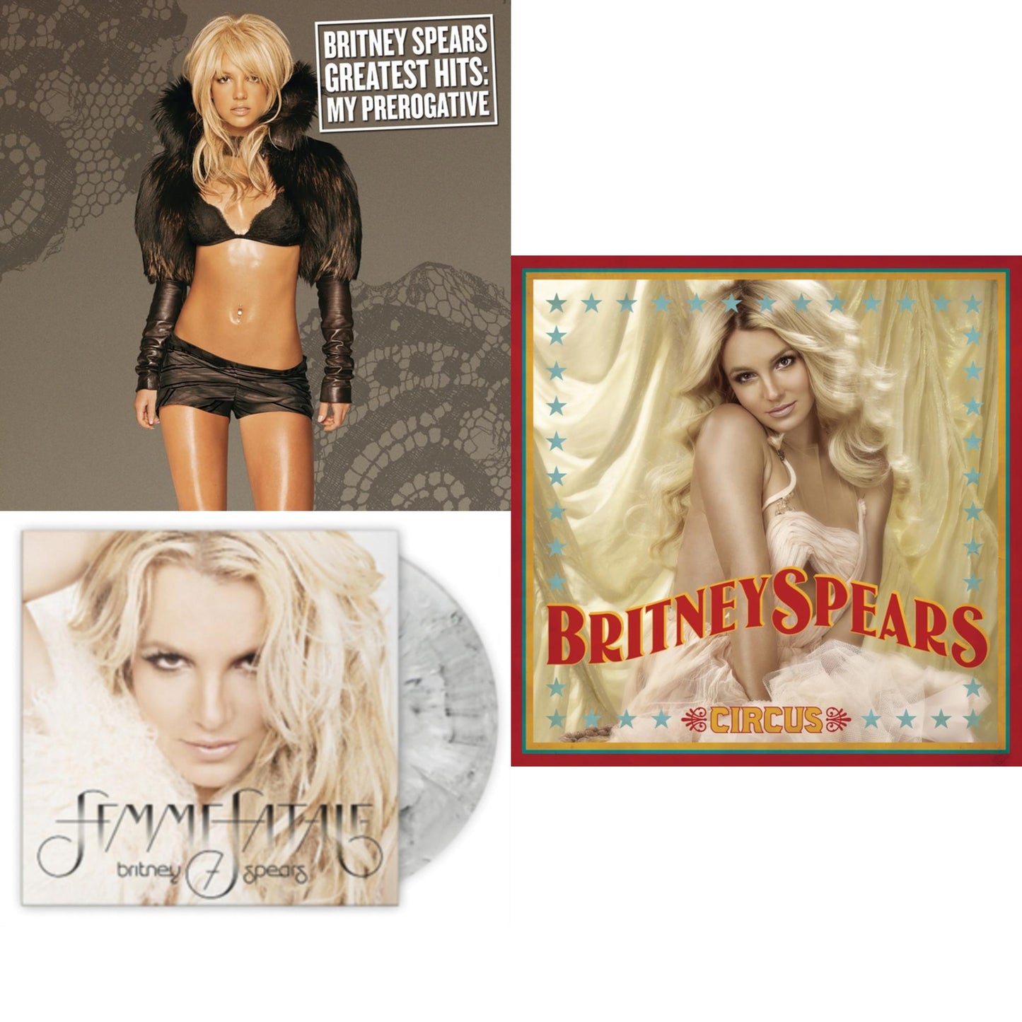 Britney Spears - Circus & Greatest Hits : My Prerogative (2LP) & Femme Fatale (Light Grey Marbled LP Vinyl/Import)