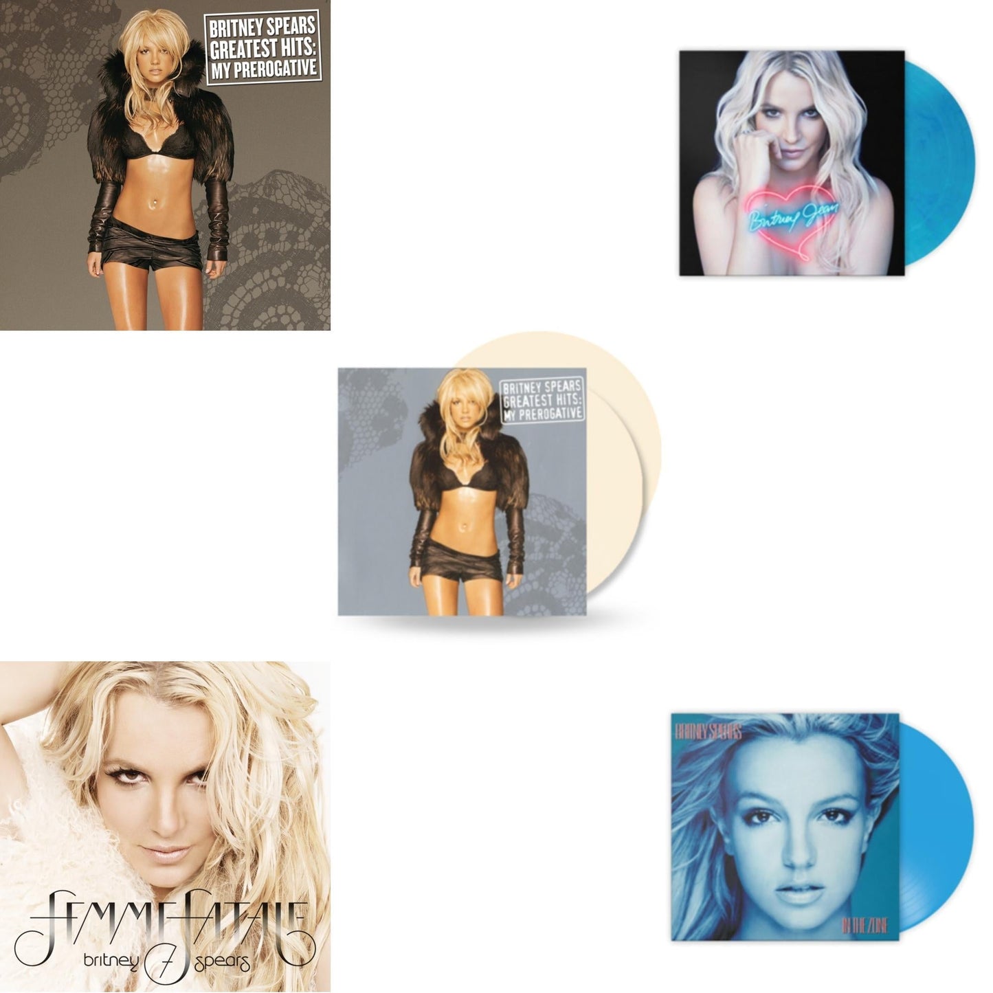 Britney Spears - Greatest Hits : My Prerogative (2LP) & Femme Fatale & Greatest Hits: My Prerogative (2LP/Cream Vinyl/Import) & Britney Jean (Blue Marbled LP Vinyl/Import) & In The Zone (Blue LP Vinyl/Import)