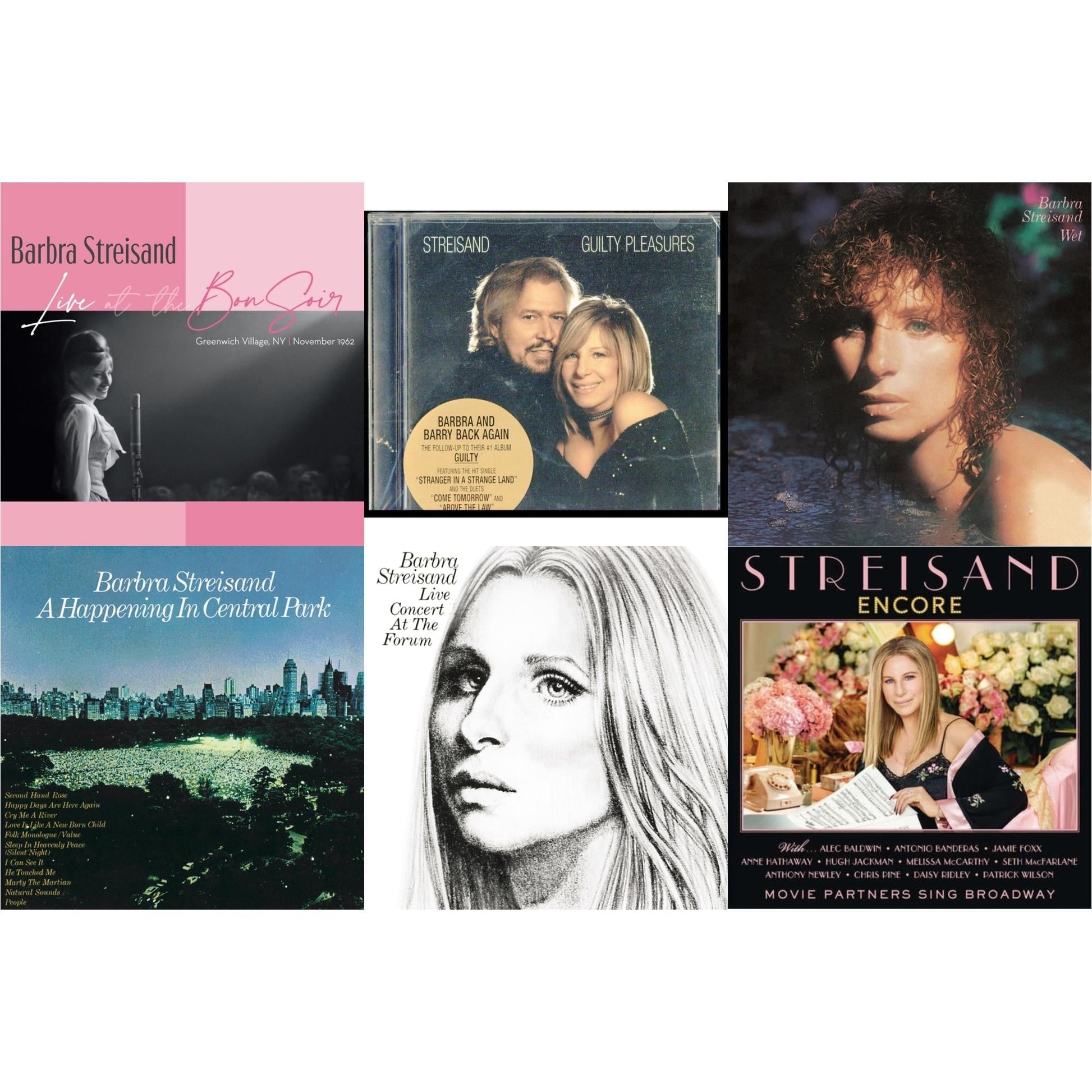 Barbra Streisand - Live At The Bon Soir & Guilty Pleasures & Wet & Happening In Central Park & Live Concert At The Forum & Encore: Movie Partners Sing Broadway - CD Bundle
