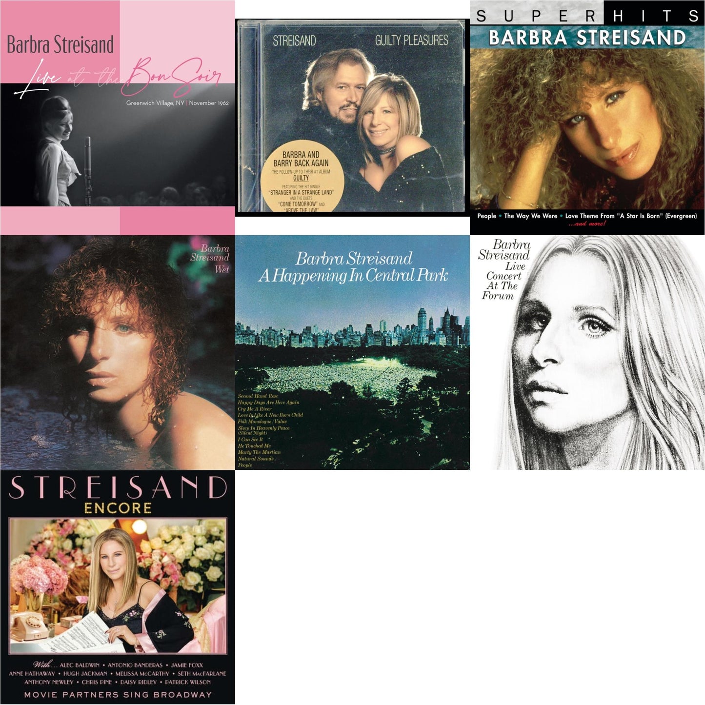 Barbra Streisand - Live At The Bon Soir & Guilty Pleasures & Super Hits & Wet & Happening In Central Park & Live Concert At The Forum & Encore: Movie Partners Sing Broadway - CD Bundle