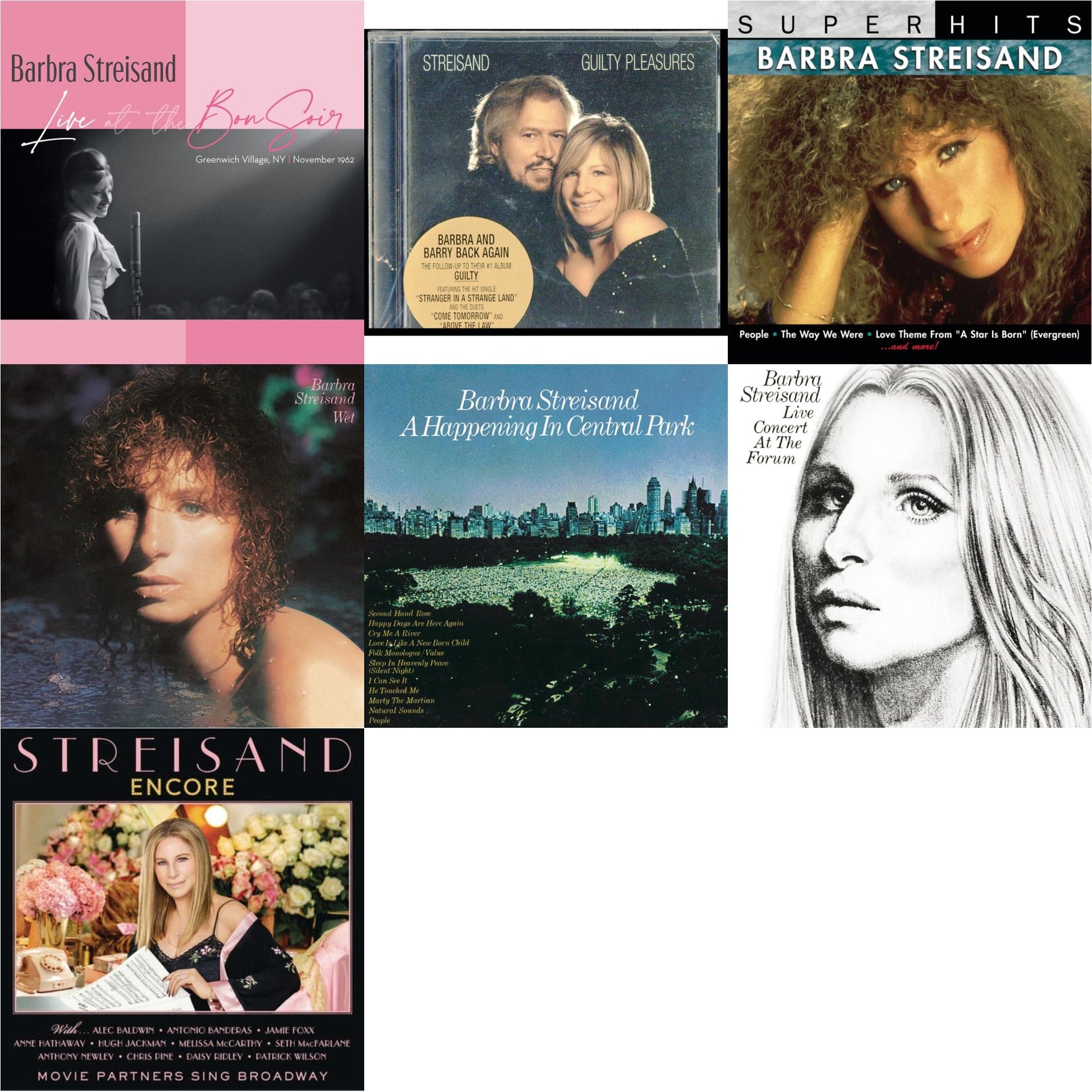 Barbra Streisand - Live At The Bon Soir & Guilty Pleasures & Super Hits & Wet & Happening In Central Park & Live Concert At The Forum & Encore: Movie Partners Sing Broadway - CD Bundle