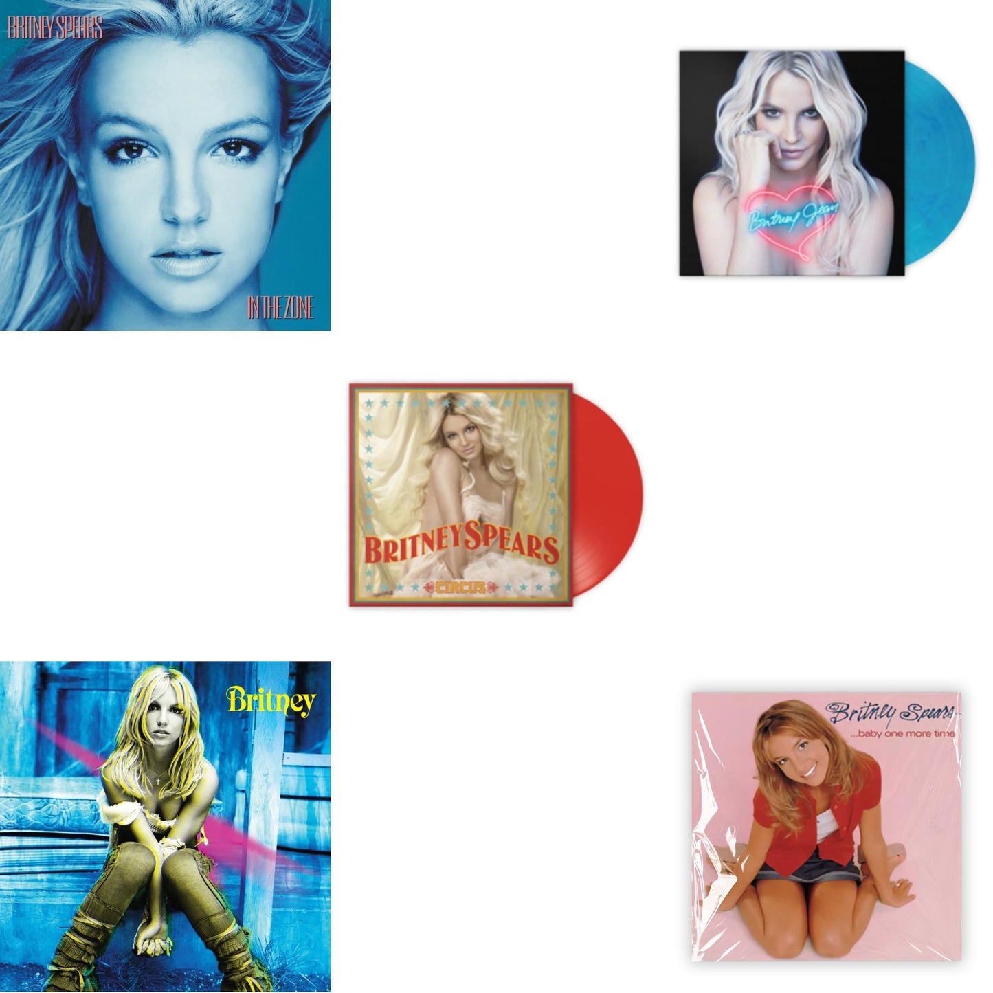 Britney Spears - Baby One More Time & Britney & In The Zone & Circus (Red LP Vinyl/Import) & Britney Jean (Blue Marbled LP Vinyl/Import)