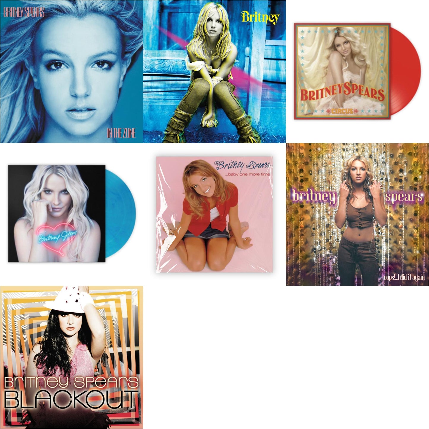 Britney Spears - Baby One More Time & Oops!... I Did It Again & Britney & Blackout & In The Zone & Circus (Red LP Vinyl/Import) & Britney Jean (Blue Marbled LP Vinyl/Import)