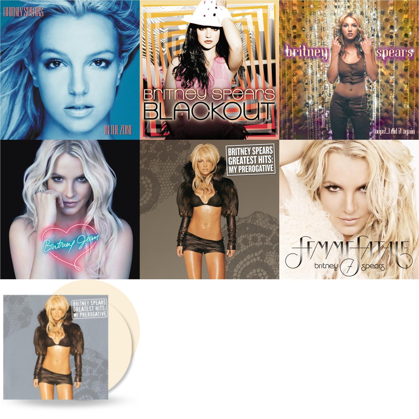 Britney Spears - Oops!... I Did It Again & Blackout & In The Zone & Britney Jean & Femme Fatale & Greatest Hits : My Prerogative (2LP) & Greatest Hits: My Prerogative (2LP/Cream Vinyl/Import)