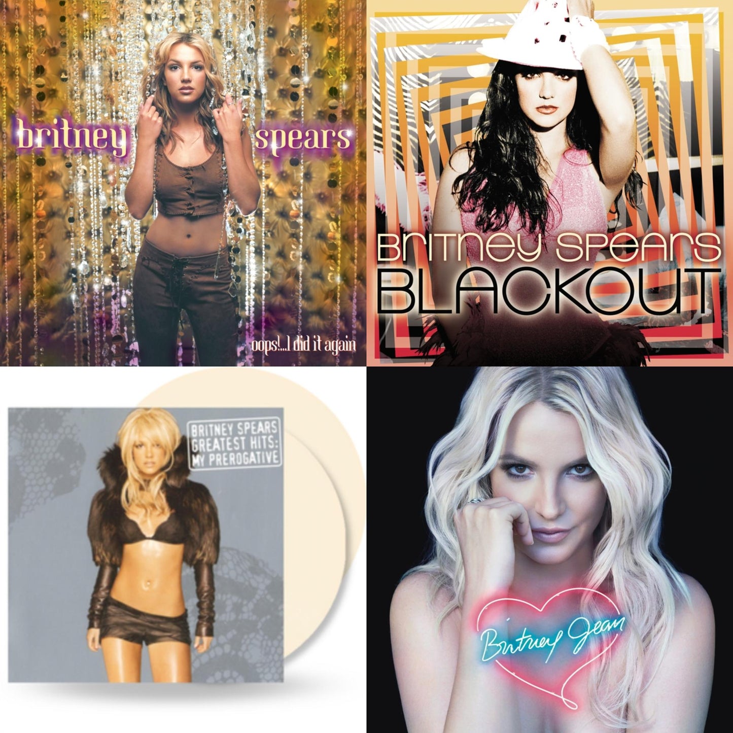 Britney Spears - Oops!... I Did It Again & Blackout & Britney Jean & Greatest Hits: My Prerogative (2LP/Cream Vinyl/Import)