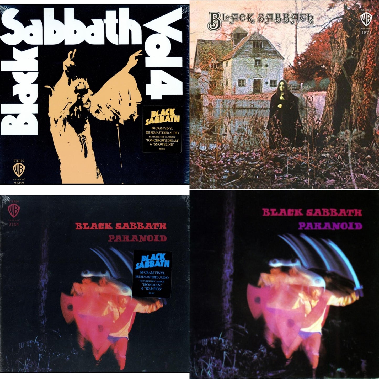 Black Sabbath - Vol. 4 (180G) & Black Sabbath (180G) & Paranoid (180G) & Paranoid - LP Vinyl Bundle