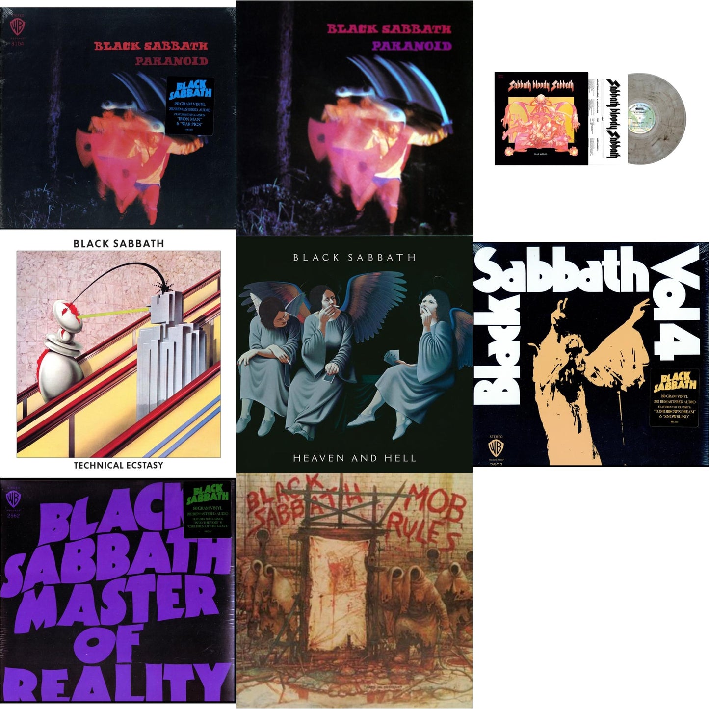 Black Sabbath - Paranoid (180G) & Paranoid & Sabbath Bloody Sabbath (Smoky LP Vinyl) (Syeor) & Technical Ecstasy (Super Deluxe Edition/5LP) & Heaven & Hell (Deluxe/2LP) & Vol. 4 (180G) & Master Of Reality (180G) & Mob Rules (Deluxe/2LP)