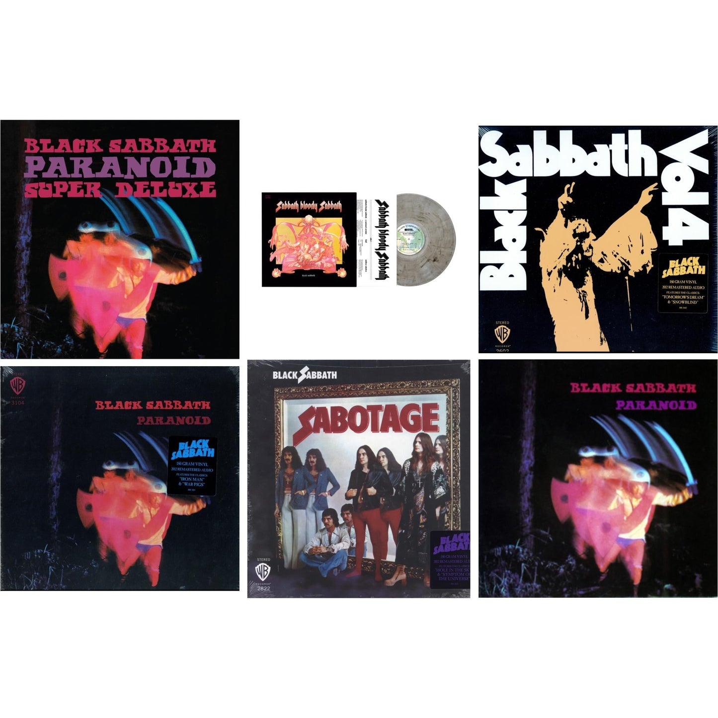 Black Sabbath - Paranoid (Deluxe Edition) & Sabbath Bloody Sabbath (Smoky LP Vinyl) (Syeor) & Vol. 4 (180G) & Paranoid (180G) & Sabotage (180G) & Paranoid