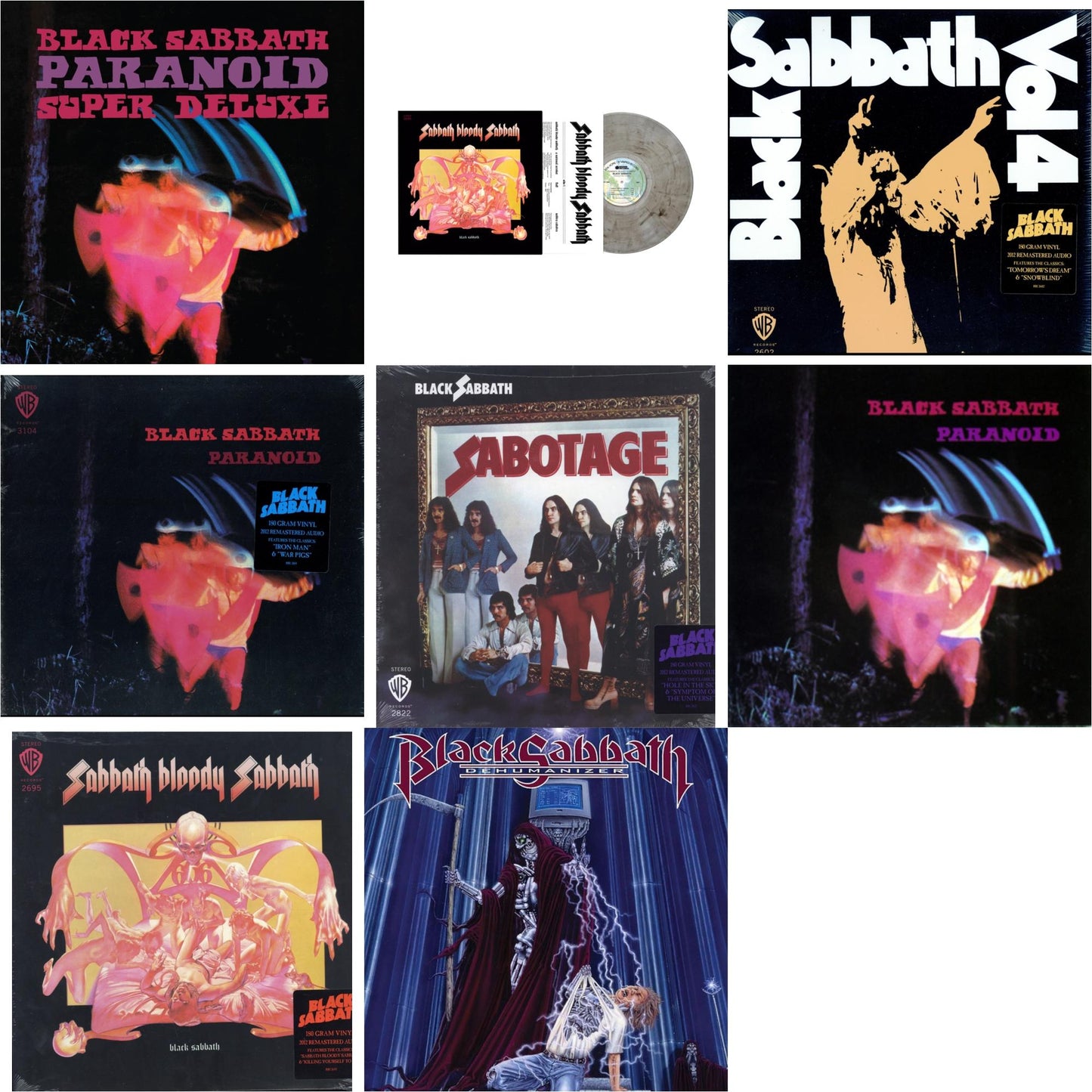 Black Sabbath - Paranoid (Deluxe Edition) & Sabbath Bloody Sabbath (Smoky LP Vinyl) (Syeor) & Vol. 4 (180G) & Paranoid (180G) & Sabotage (180G) & Paranoid & Sabbath Bloody Sabbath (180G) & Dehumanizer (Deluxe Edition/2LP) (Rocktober)