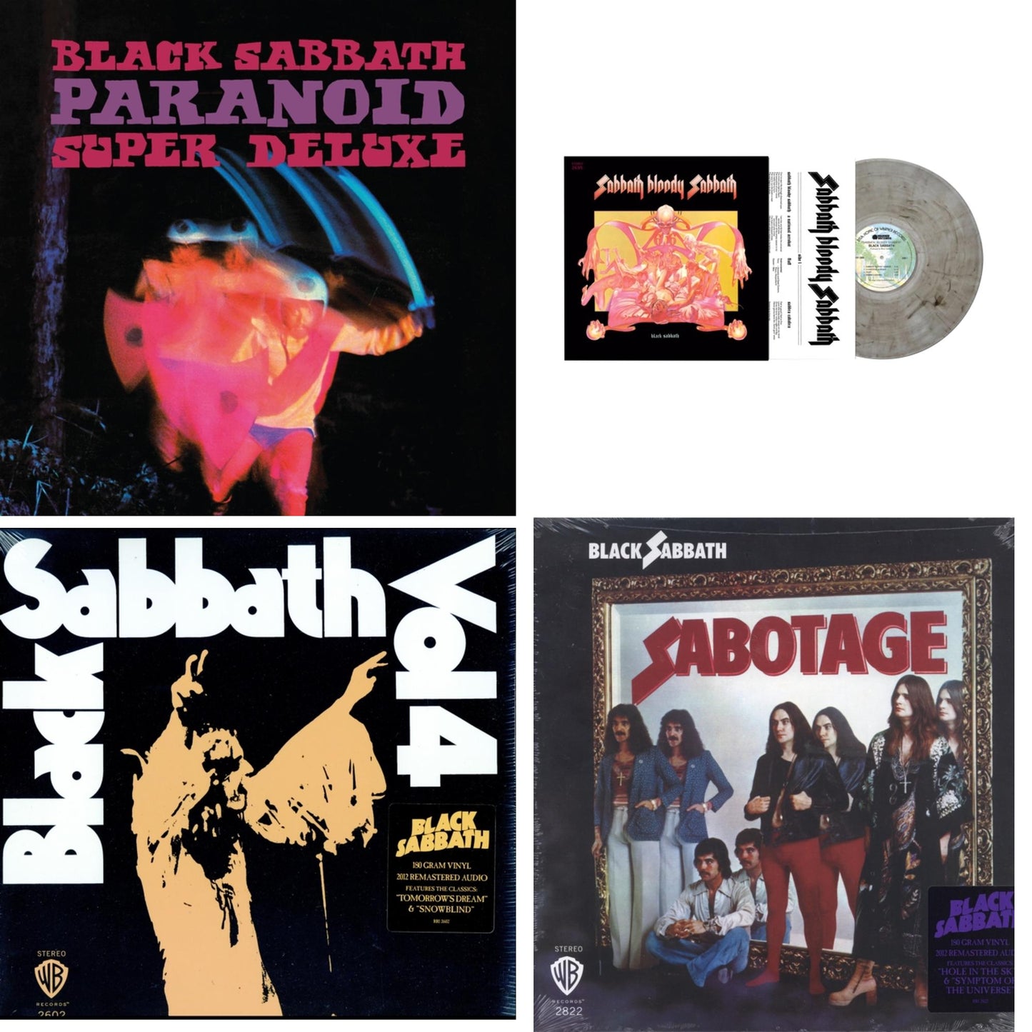 Black Sabbath - Paranoid (Deluxe Edition) & Sabbath Bloody Sabbath (Smoky LP Vinyl) (Syeor) & Vol. 4 (180G) & Sabotage (180G)