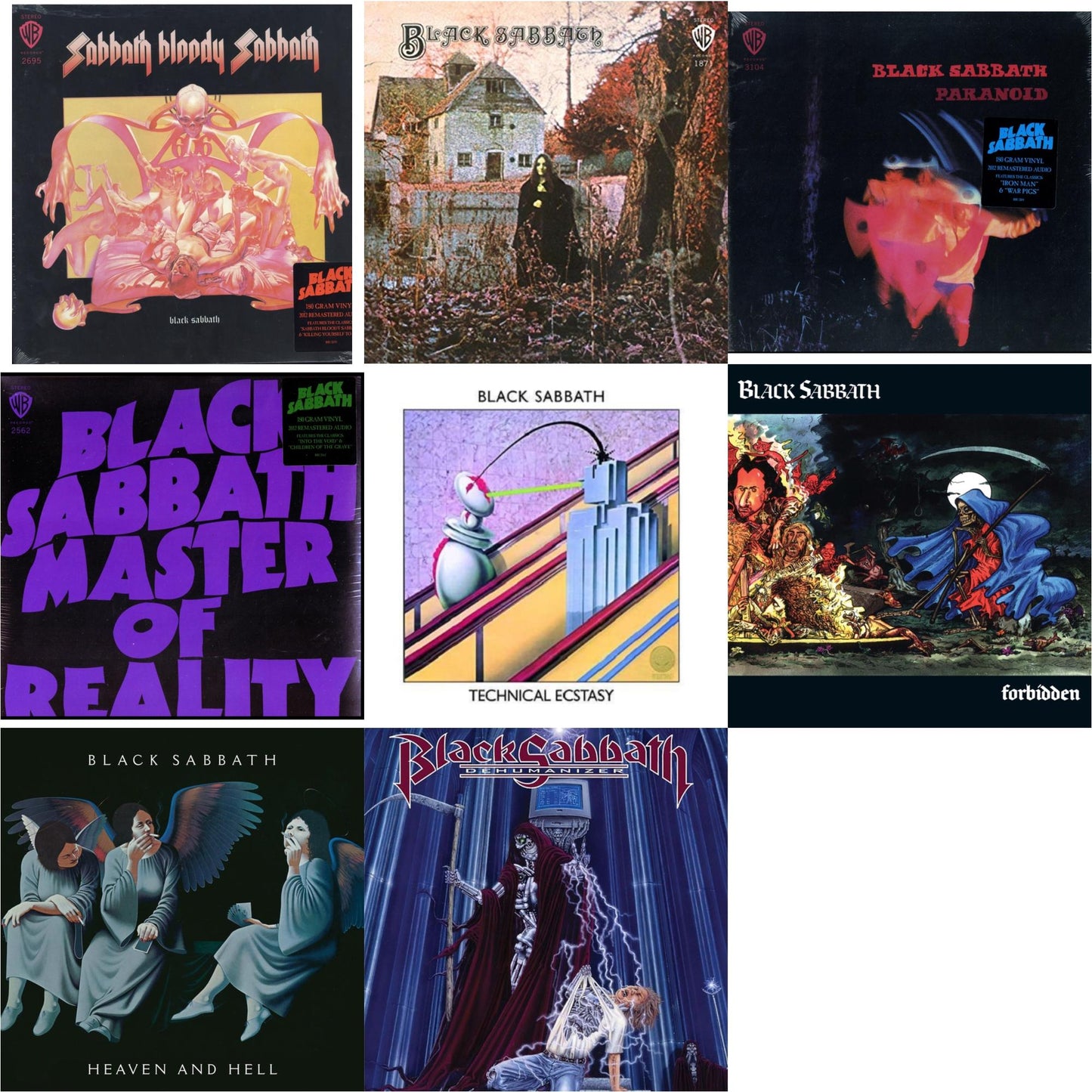 Black Sabbath - Sabbath Bloody Sabbath (180G) & Black Sabbath (180G) & Paranoid (180G) & Master Of Reality (180G) & Technical Ecstasy & Forbidden (2024 Tony Iommi Remix) & Heaven & Hell (Deluxe/2LP) & Dehumanizer (Deluxe Edition/2LP) (Rocktober)