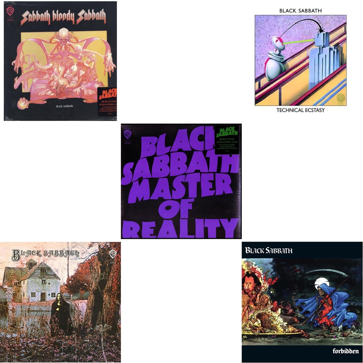 Black Sabbath - Sabbath Bloody Sabbath (180G) & Black Sabbath (180G) & Master Of Reality (180G) & Technical Ecstasy & Forbidden (2024 Tony Iommi Remix) - LP Vinyl Bundle