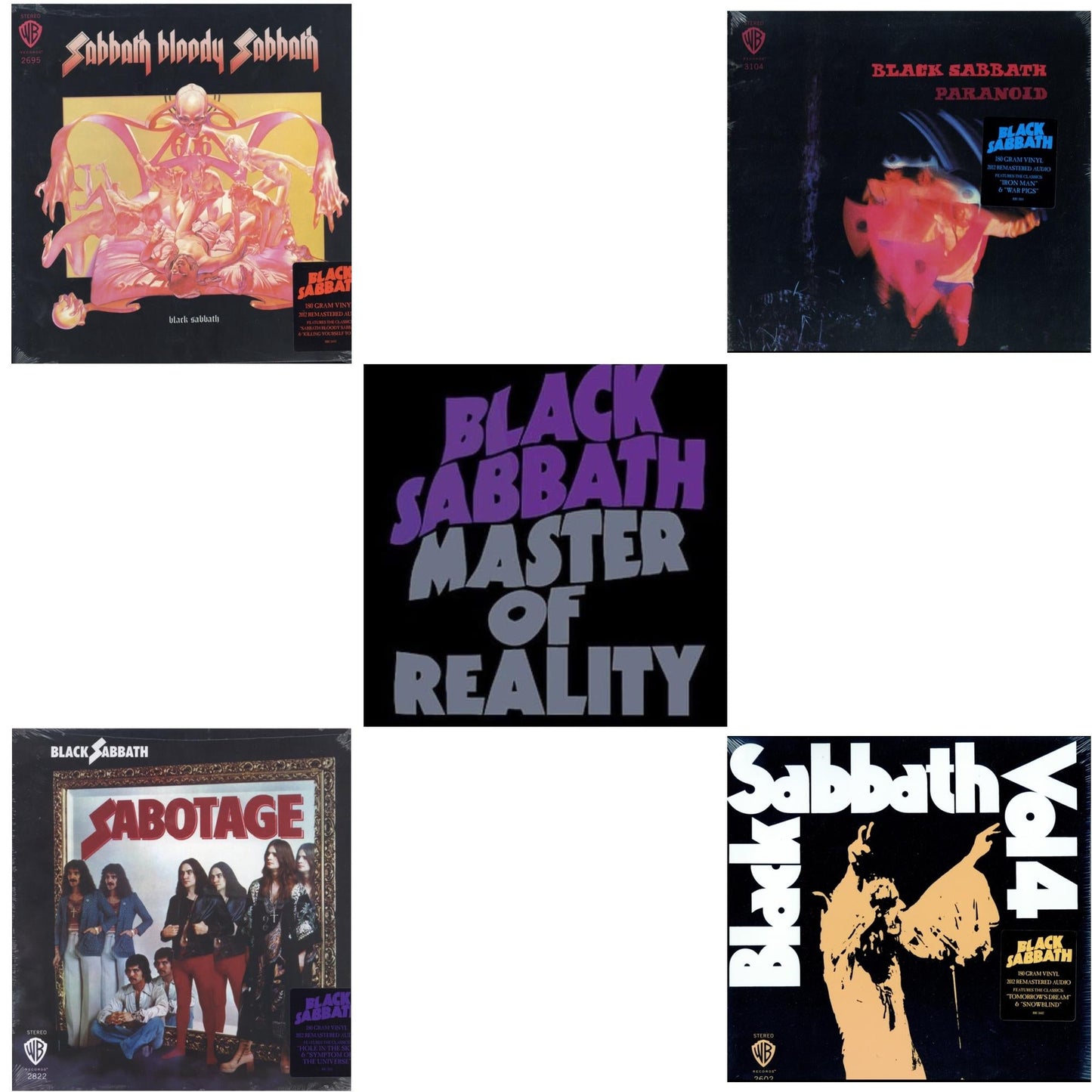 Black Sabbath - Sabbath Bloody Sabbath (180G) & Sabotage (180G) & Master Of Reality & Paranoid (180G) & Vol. 4 (180G) - LP Vinyl Bundle