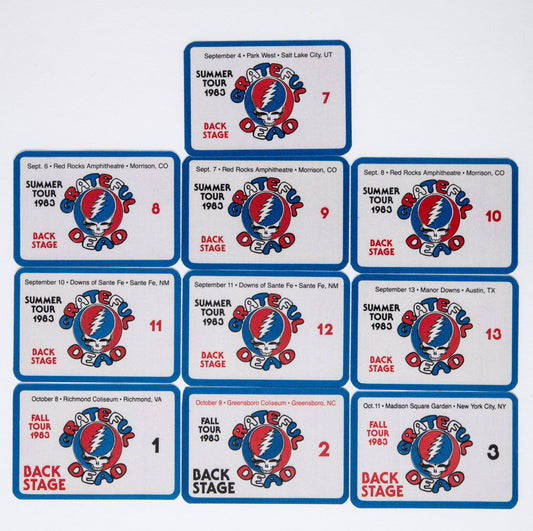 Grateful Dead Backstage Passes (09/04/1983 - 10/11/1983) Collectors Bundle