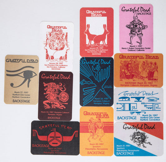 Grateful Dead Backstage Passes (01/28/1987 - 03/31/1987) Collectors Bundle