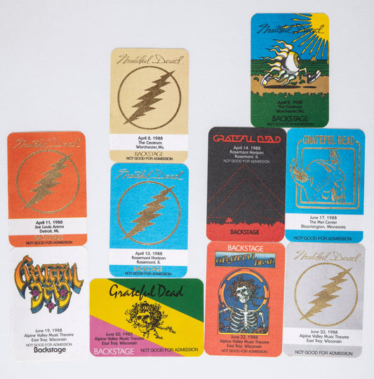 Grateful Dead Backstage Passes (04/08/1988 - 06/23/1988) Collectors Bundle
