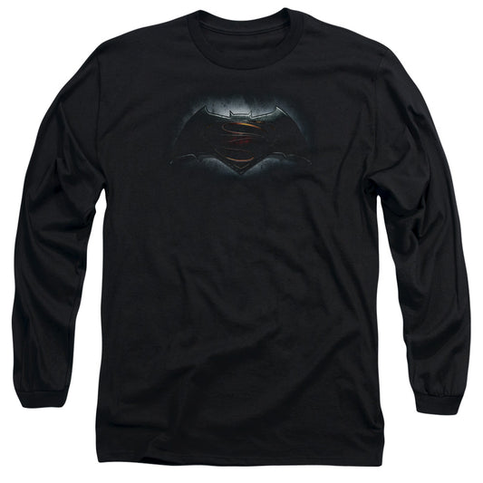 Batman V Superman Logo Mens Long Sleeve Shirt Black Officially Licensed