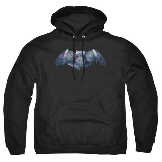 Batman V Superman Plated Bat Logo Mens Hoodie Black Officially Licensed