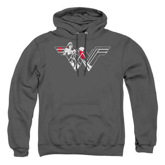 Batman V Superman Wonder Splatter Logo Mens Hoodie Charcoal Officially Licensed